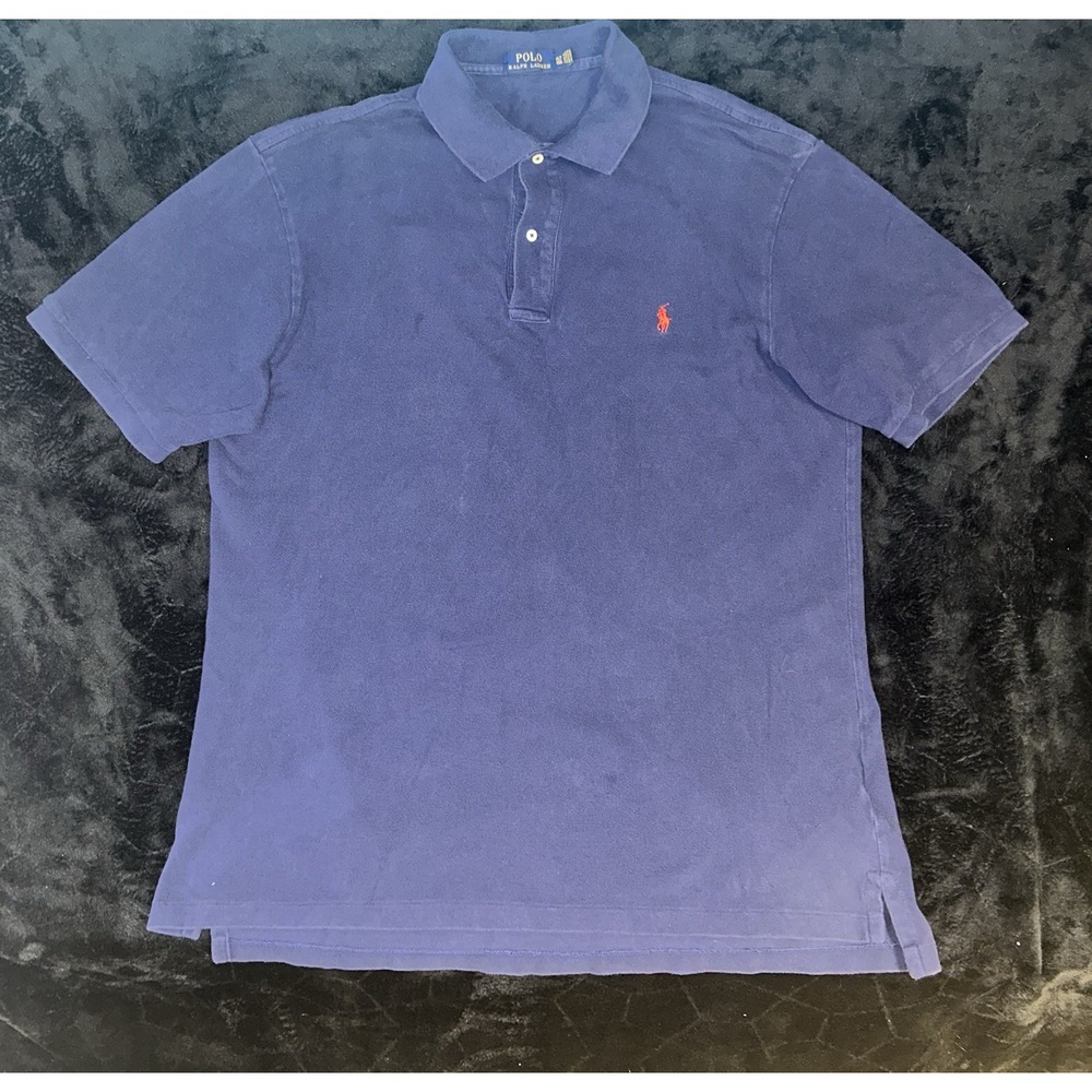 Polo Ralph Lauren Navy Blue Polo Shirt Red Pony Classic SS Mens Size XLT Preppy